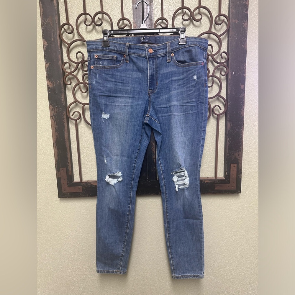 Gap denim mid rise distressed legging jean